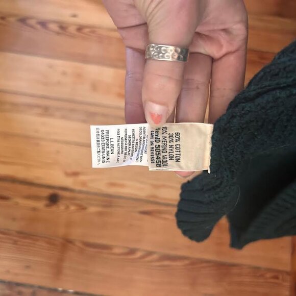 L.L. Bean Waffle Knit Hooded Open Cardigan - Picture 5 of 5